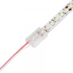 Solderless Clamp-On LED Strip Light to Pigtail Adaptor - 10mm Single Color Strips - 22AWG
