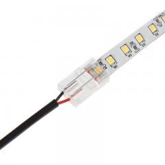 Solderless Clamp-On LED Strip Light to 5.5mm DC Barrel Connector - 10mm Single Color Strips - 22 AWG