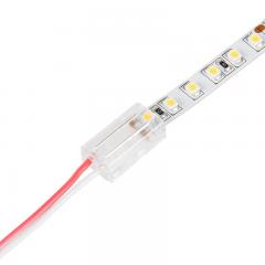 Solderless Clamp-On LED Strip Light to Pigtail Adaptor - 8mm Single Color Strips - 22 AWG