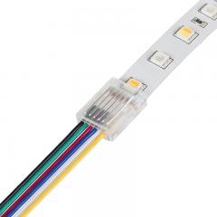 Solderless Clamp-On LED Strip Light to Pigtail Adaptor - 12mm RGB + CCT Strips - 22 AWG