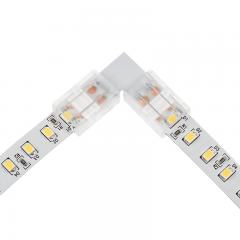Solderless Clamp-On L Connector for 10mm Single Color LED Strip Lights