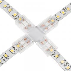Solderless Clamp-On Cross Connector for 10mm Single Color LED Strip Lights