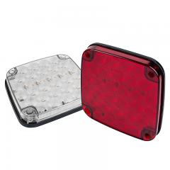 Square LED Truck and Trailer Tail Lights - 6-1/2&quot; LED Brake/Turn/Tail Lights - Pigtail Connector - Surface Mount - 30 LEDs