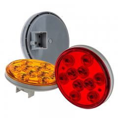 Round LED Truck Trailer Lights - 4" LED Brake/Turn/Tail Lights - 3-Pin Connector - Flush Mount - 10 LEDs