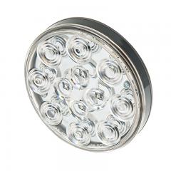 Round LED Truck and Trailer Lights w/ Clear Lens - 4” LED Brake/Turn/Tail Lights - 3-Pin Connector - Flush Mount - 12 LEDs