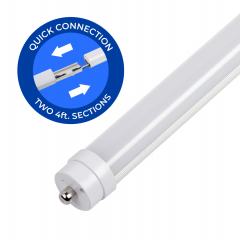8ft T8 / T12 LED Tube - 2 4-foot Sections - 36W - 5040 Lumens - Dual End Electric Ballast Compatible Type A - 75W Equivalent - 5000K