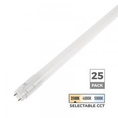 4' LED T8 Tube Light - 18W - Universal 3-in-1 Type A / B - Selectable CCT 3500K / 4000K / 5000K - 25 pack