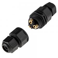 IP65 Waterproof Cable-to-Cable Screw Locking Wire Connector - 3 Pin