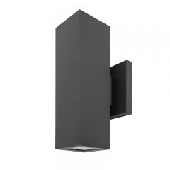 Up / Down Wall Sconce - 11” Black Square Cylinder LED Wall Light - 1400 Lumens - 3000K