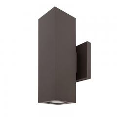 Up / Down Wall Sconce - 11” Bronze Square Cylinder LED Wall Light - 1400 Lumens - 3000K
