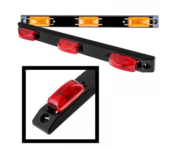 18” Truck and Trailer LED ID Light - 3-Lamp LED Identification Light Bar - Surface Mount