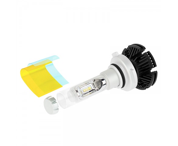 Motorcycle LED Headlight Kit - 9006 LED Fanless Headlight Conversion Kit with Adjustable Color Temperature and Compact Heat Sink