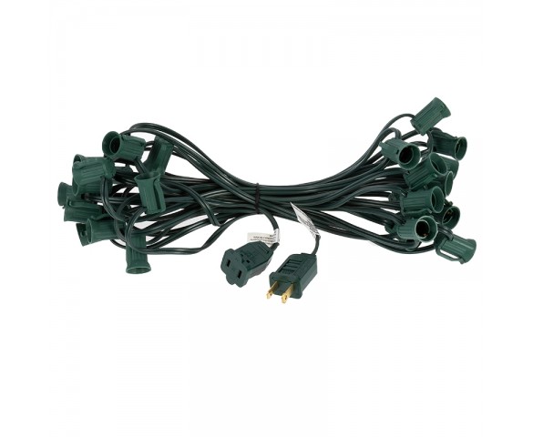 25' C7 Christmas Light Stringer - 25 Sockets - Green Wire