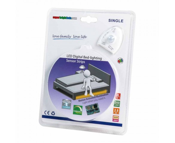 LED Motion Sensor Strip Light Kit - Power Adapter - Dimmable and Adjustable On Time - 3.9ft LED Tape Light