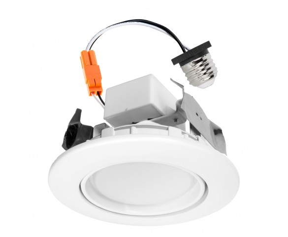 LED Recessed Lighting Kit for 4" Cans - Retrofit LED Downlight w/ Gimbal Trim - 60 Watt Equivalent - Dimmable - 670 Lumens