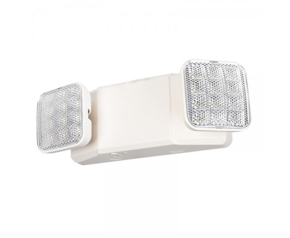 LED Emergency Light - Square Adjustable Lamp Heads - White Housing - 120-347 VAC