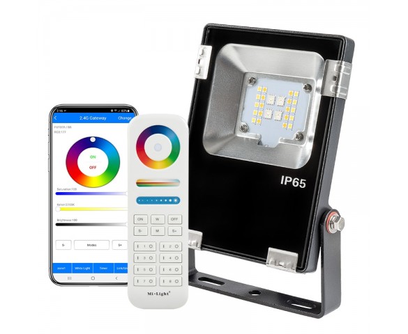 10W Smart LED Flood Light Fixture - MiLight / MiBoxer RGB+Tunable White - 120V - 760 Lumens
