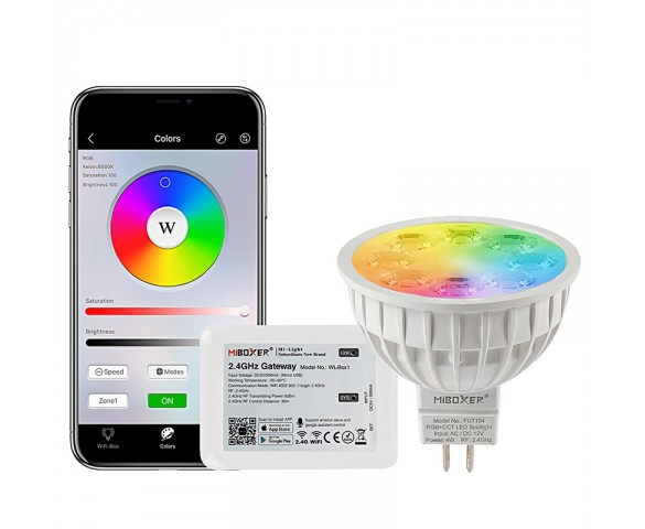 MR16 MiBoxer Wi-Fi Smart LED Bulb - RGB+Tunable White - 4-Watt (40-Watt Equivalent) - 280 Lumens - Smartphone Compatible