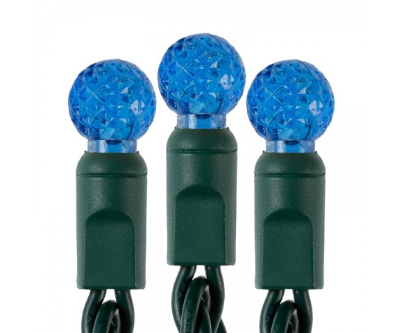 Round LED Christmas String Lights - 25ft - 50 Mini G12 Bulbs - Green Wire