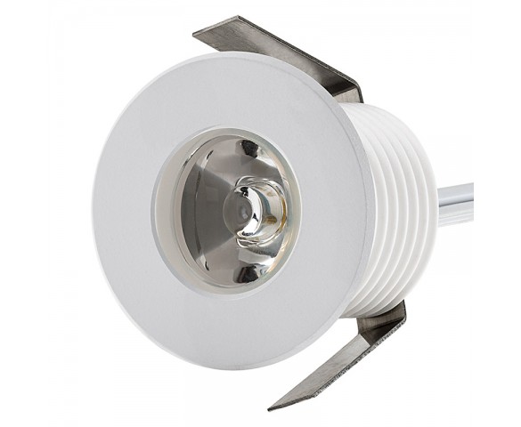 LED Step Lights - White 40mm Metal Trimmed Mini Round Deck / Step Accent Light - 1 Watt