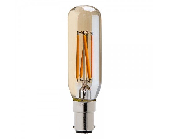 LED Vintage Light Bulb - Radio Style T8 LED Bulb w/ Gold Tint - Filament LED - Dimmable