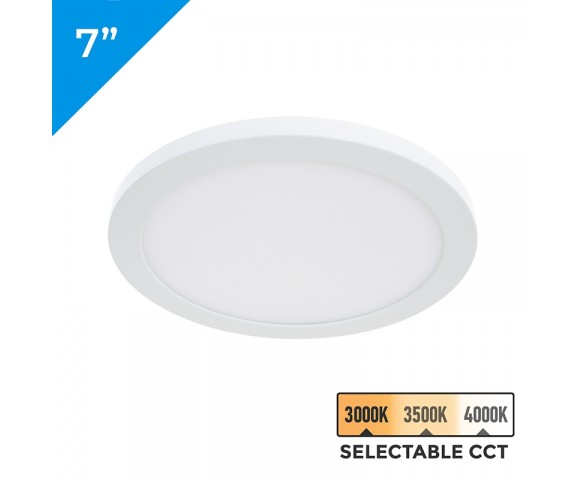 7” LED Low Profile Downlight with Selectable CCT - 15W Flush Mount Ceiling Light - 1,050 Lumens - Dimmable