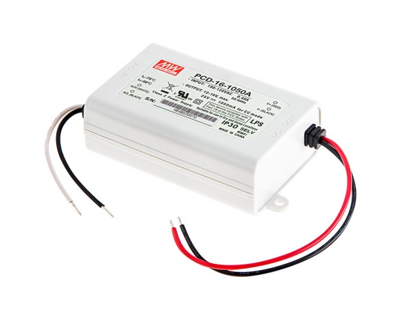 MEAN WELL Constant Current LED Driver - PCD-16 Series - 1050mA - 12-16 VDC
