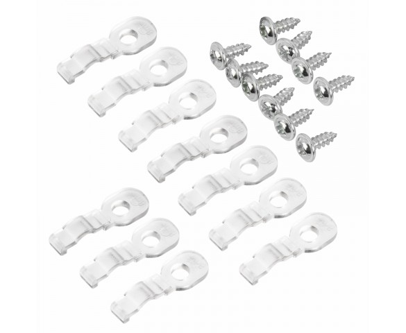 8mm COB LED Strip Light Mounting Clips With Screws - 10 Pack