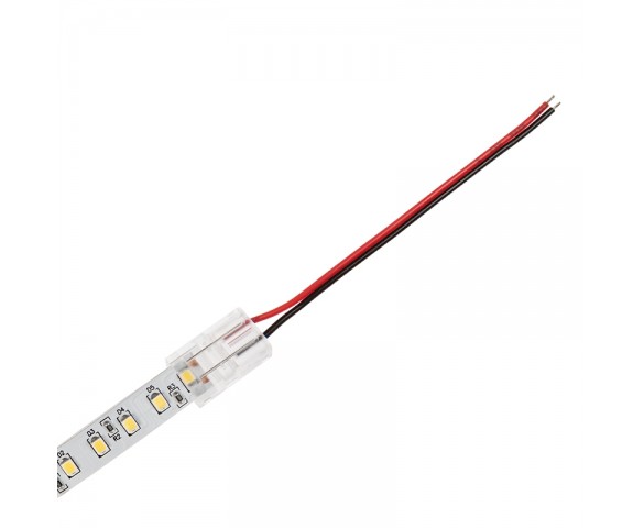 4" Solderless Clamp-On Pigtail Adaptor - 10mm Single Color LED Strip Lights