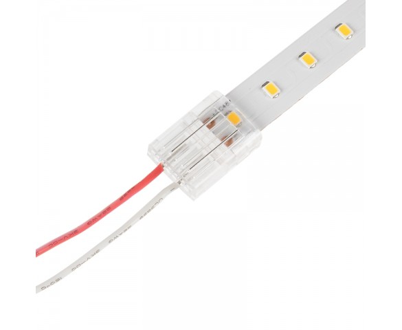 Solderless Clamp-On LED Strip Connector - 12mm Single Color LED Strip Lights - 22 AWG