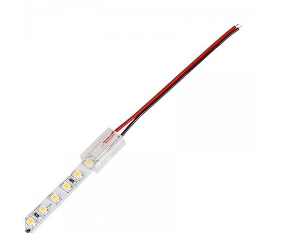 4" Solderless Clamp-On Pigtail Adaptor - 8mm Single Color LED Strip Lights