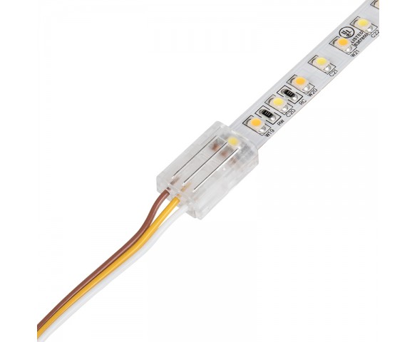Solderless Clamp-On LED Strip Light to Pigtail Adaptor - 10mm Tunable White Strips - 22AWG