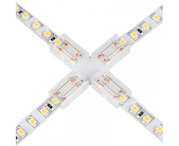 Solderless Clamp-On Cross Connector for 8mm Single Color LED Strip Lights
