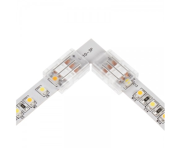 Solderless Clamp-On L Connector for 10mm Tunable White LED Strip Lights