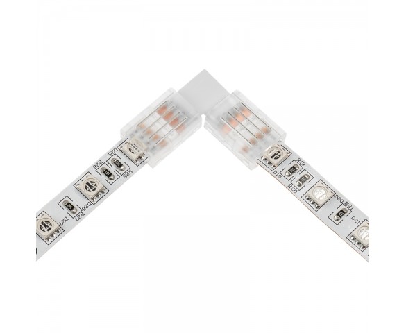 Solderless Clamp-On L Connector for 10mm RGB LED Strip Lights