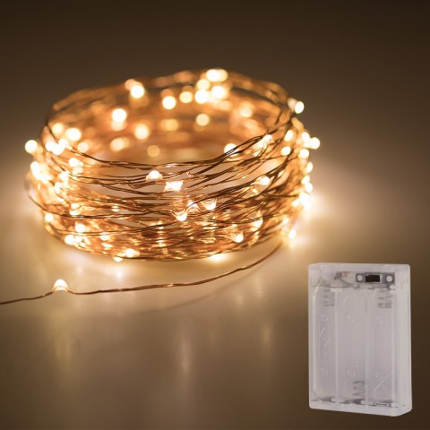 Copper 2M 5M 20 120 LED Battery Micro Rice Wire &Clear Cable Fairy String Lights 