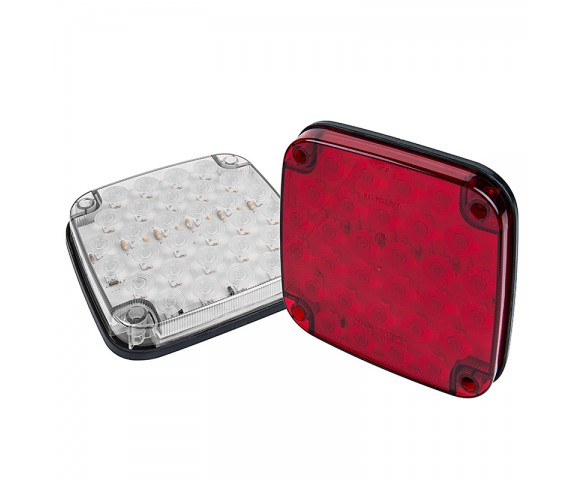 Square LED Truck and Trailer Tail Lights - 6-1/2" LED Brake/Turn/Tail Lights - Pigtail Connector - Surface Mount - 30 LEDs