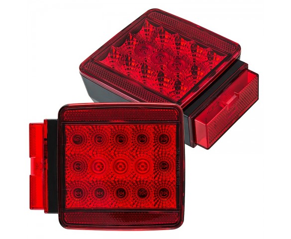 LED Trailer Light Kit - 4-1/2" Square LED Trailer Stop Turn Tail Light Kit with 17 High Output LEDs  