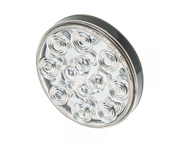 Round LED Truck and Trailer Lights w/ Clear Lens - 4” LED Brake/Turn/Tail Lights w/ 12 High Flux LEDs - 3-Pin Connector