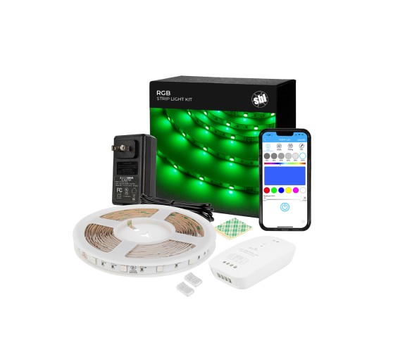 RGB LED Strip Light Kit - 5m Color-Changing LED Tape Light - 24V - Alexa / Google Assistant / Compatible Wi-Fi / Bluetooth Controller