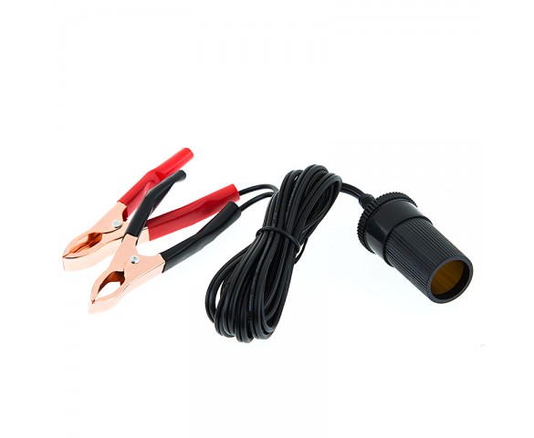 Vehicle Cigarette Lighter Power Socket Adapter with Copper Battery Terminal Clamp
