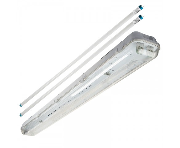 T8 Vapor Tight LED Light Fixture with 2 T8 Tubes - Industrial LED Light - 4' Long