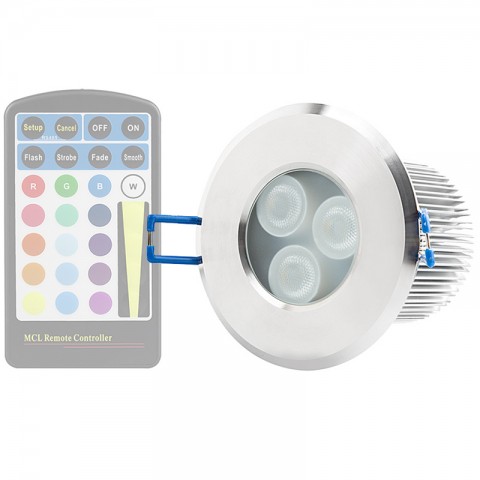 RGB 3W LED Recessed Ceiling Light Spotlight Downlight Lamp IR Remote Control 