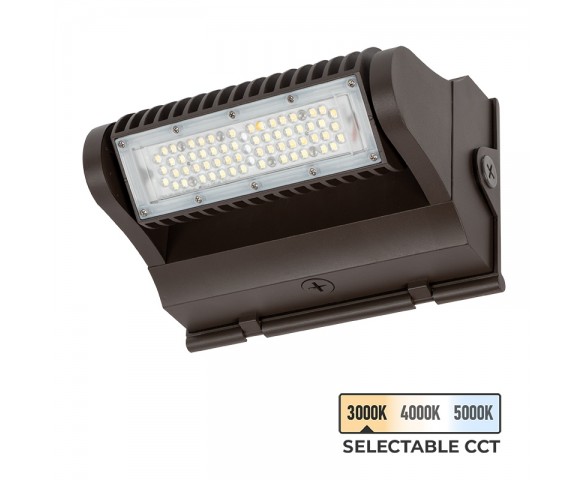 25W Selectable CCT Rotatable LED Wall Pack - Bypassable Photocell - 3375 Lumens - 100W MH Equivalent - 3000K/4000K/5000K
