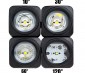 10W Mini-Aux, 2" Modular LED Off-Road Work Light: Front View Of 10, 30, 60, And 120 Degree Lenses