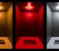 3157 LED Bulb - Dual Function 18 SMD LED Tower - Wedge Retrofit: Shown On In Red, Amber, And Cool White. 