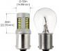 1156 CAN Bus LED Bulb - 30 SMD LED Tower - BA15S Retrofit: Profile View with Size Comparison to Stock Incandescent Bulb and Dimensions