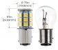 1157 LED Bulb - Dual Function 27 SMD LED Tower - BAY15D Retrofit: Profile View and Measurements