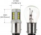 1157 CAN Bus LED Bulb - Dual Function 30 SMD LED Tower - BAY15D Retrofit: Profile View with Size Comparison to Stock Incandescent Bulb and Dimensions