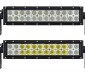 12" Off Road LED Light Bar - 36W: Showing Front View Of Light Bar In Flood Beam Pattern (Top) And Combo Beam Pattern (Bottom).